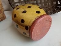 Redware Soap or Lotion Dispenser Bottle, Large Size with Black Dots