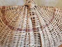Large Antique Primitive Ash Splint Melon Basket, Egg Basket