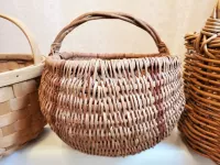 Large Antique Primitive Ash Splint Melon Basket, Egg Basket