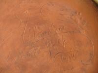 Custom Order Redware Large Platter, Lady with Tulip Motif