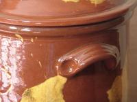 Large 12.50 in Redware Jar with Spangles and Daubs Motif