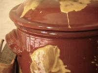 Large 12.50 in Redware Jar with Spangles and Daubs Motif