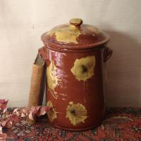 Large Redware Jar with Spangles and Daubs Motif
