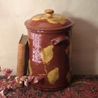 Large 12.50 in Redware Jar with Spangles and Daubs Motif