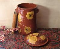 Large Redware Jar with Spangles and Daubs Motif Pied Potter Hamelin