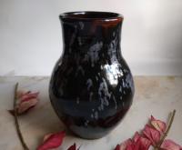 Redware Jug with Black Glaze and Gray Drips