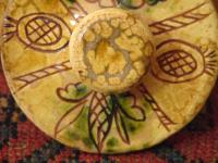 Redware 9.50 in Sgraffito Jar with Owl, Sun and Tulip Decoration