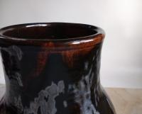Redware Jug with Black Glaze and Gray Drips
