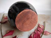 Redware Jug with Black Glaze and Gray Drips