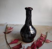 Redware Bottle with Black Lead Free Glaze by Pied Potter Hamelin