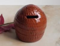 Bee Skep Redware Bank with Impressed Texture