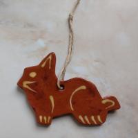 Redware Rabbit Ornament, Slip Decorated