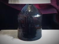 Redware Table Lamp with Gray Accents, Handmade by Pied Potter Hamelin