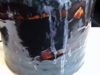 Redware Table Lamp with Gray Accents, Handmade by Pied Potter Hamelin
