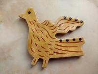 Redware Primitive Bird Magnet with Sgraffito Decoration