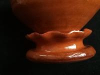 Redware Salt Cellar or Spice Bowl with Fluted Rim