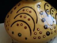 Redware Table Lamp with Slip Stamped Motif
