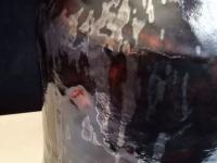 Redware Table Lamp with Gray Accents, Handmade by Pied Potter Hamelin
