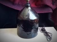 Redware Table Lamp with Gray Accents, Handmade by Pied Potter Hamelin
