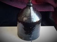 Redware Table Lamp with Gray Accents, Handmade by Pied Potter Hamelin