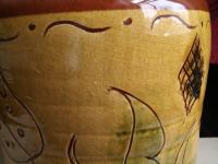 Redware Lamp with Tulip Decorations