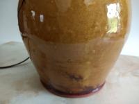 Redware Table Lamp with Lampshade (Optional) and Black Feather Motif