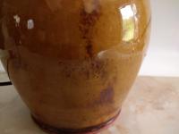 Redware Table Lamp with Lampshade (Optional) and Black Feather Motif