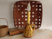 Redware Table Lamp with Marbled Decoration, No Shade