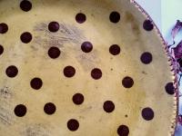 Redware 11 in Plate Slip Decorated with Brown Dots Decoration