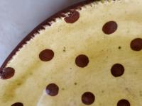 Redware 11 in Plate Slip Decorated with Brown Dots Decoration
