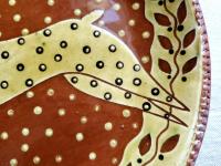 Redware 11 inch Plate with Leaping Hare Sgraffito Motif