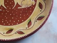 Redware 11 inch Plate with Two Rabbits Sgraffito Motif