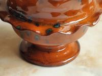 Redware Salt Cellar or Spice Bowl with Fluted Rim