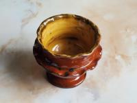 Redware Salt Cellar or Spice Bowl with Fluted Rim