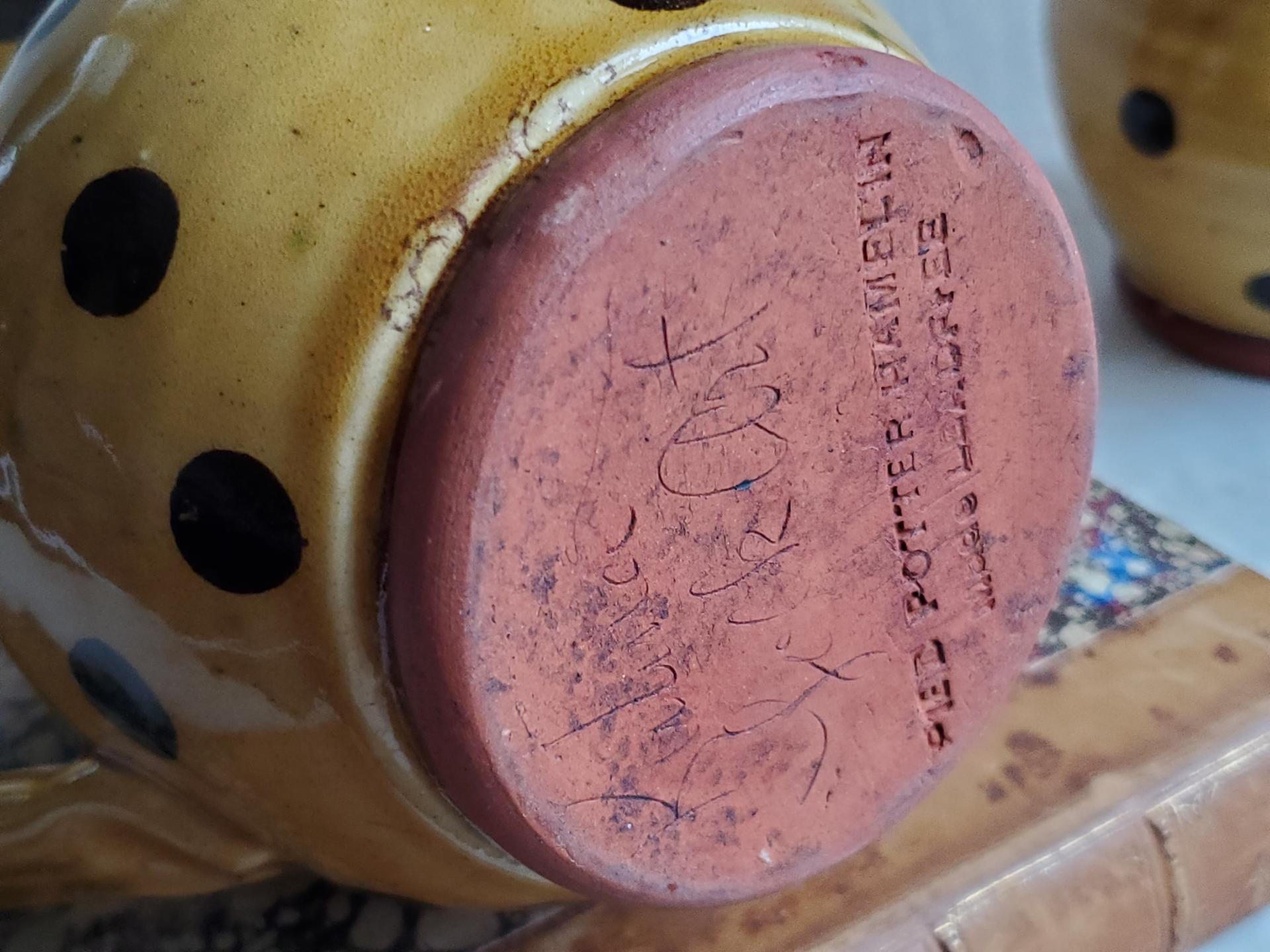 Redware Mug with Black Polka Dots