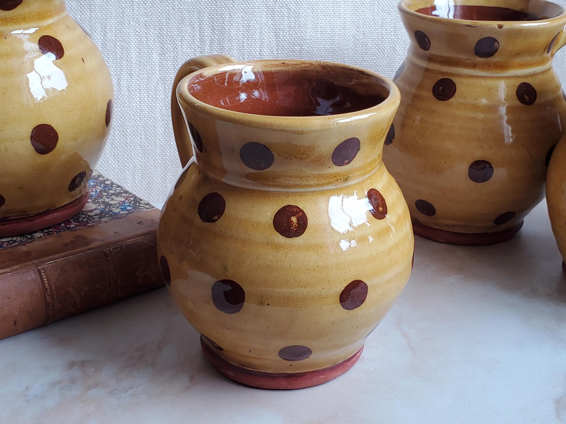 Redware Mug with Brown Polka Dots