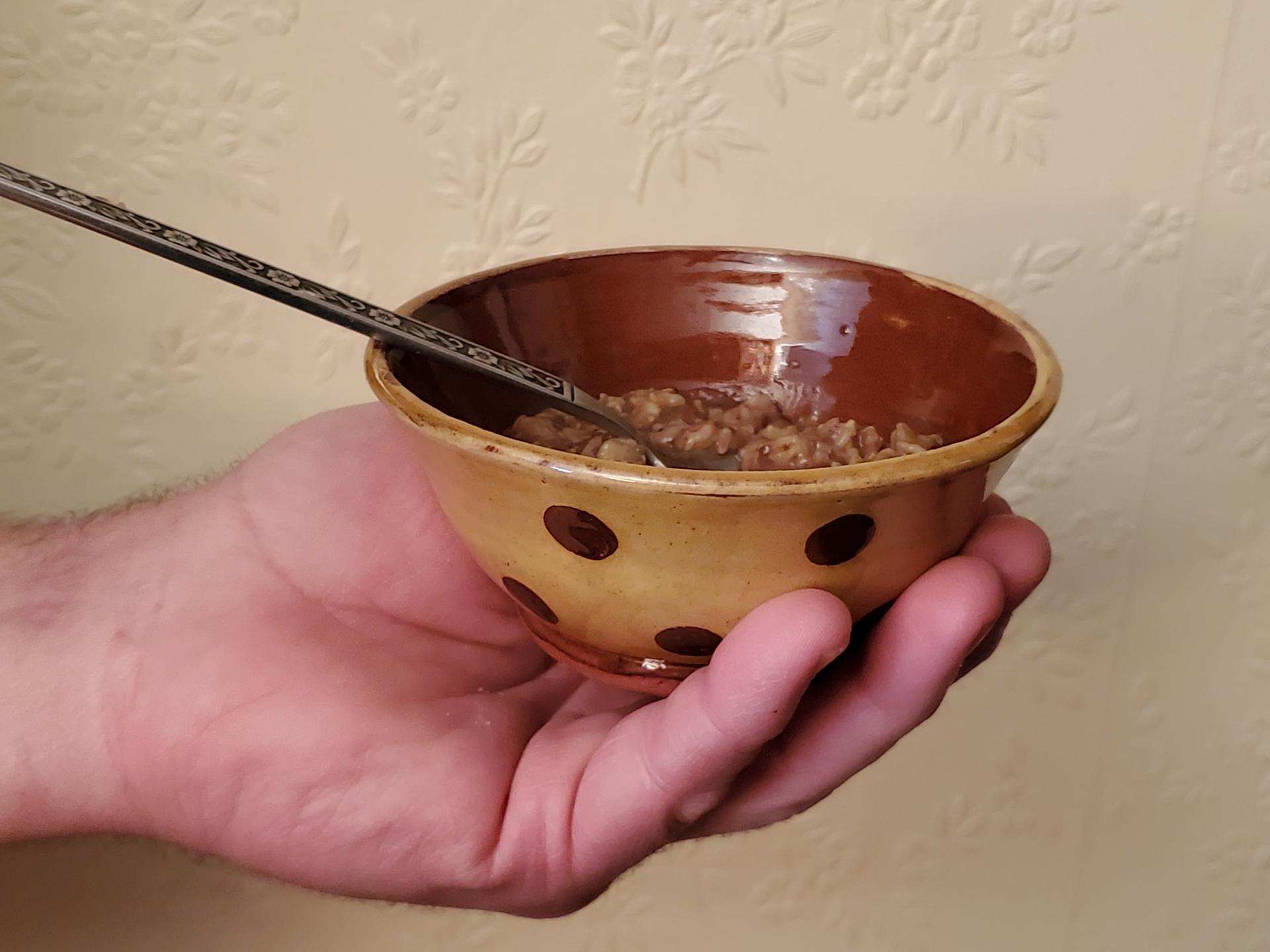 Redware 5 inch Bowl with "Feather" Motif