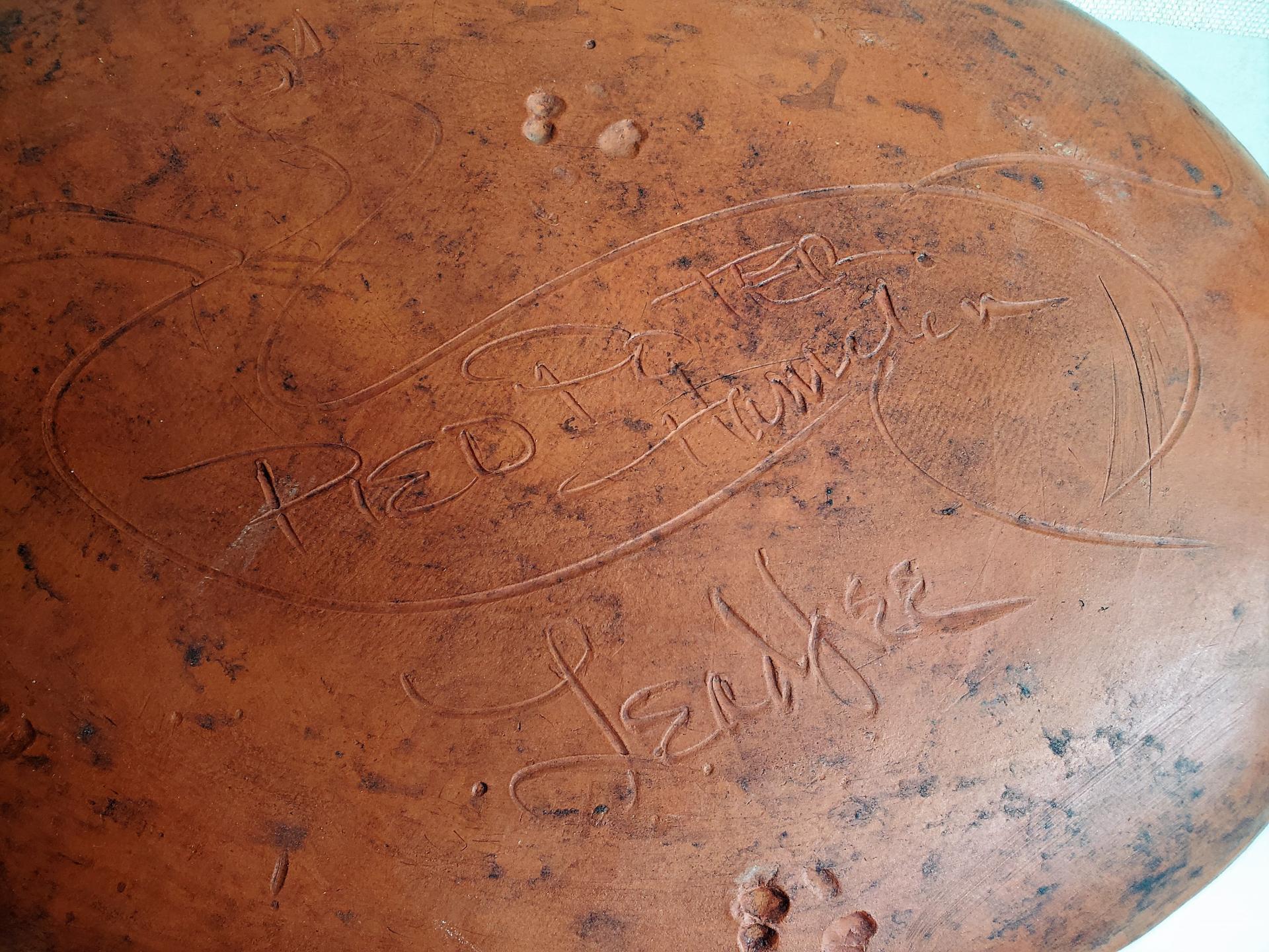 Redware Oval Platter with "Wave" Motif