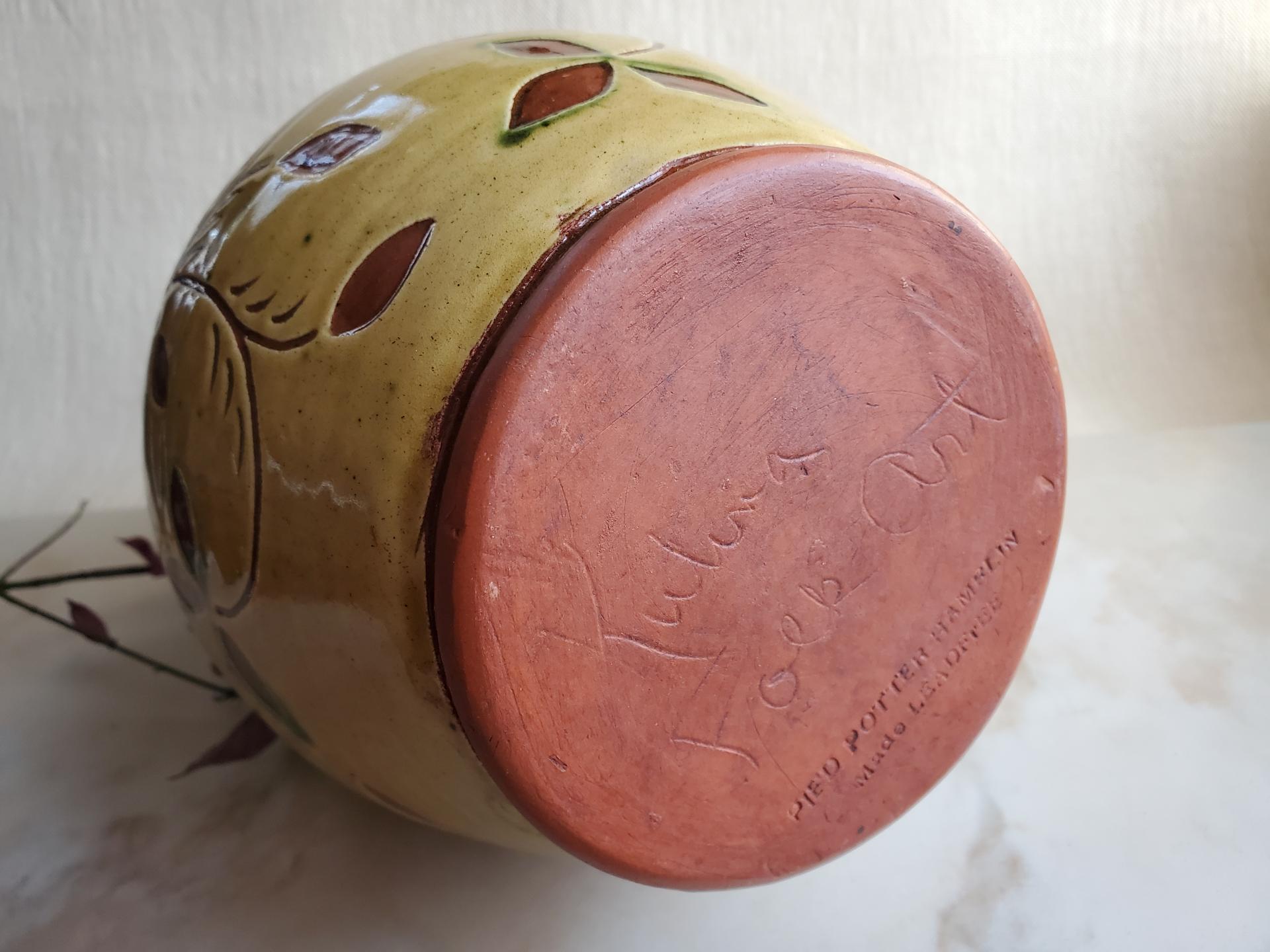 Redware Pitcher, Ivy Leaf Sgraffito Motif