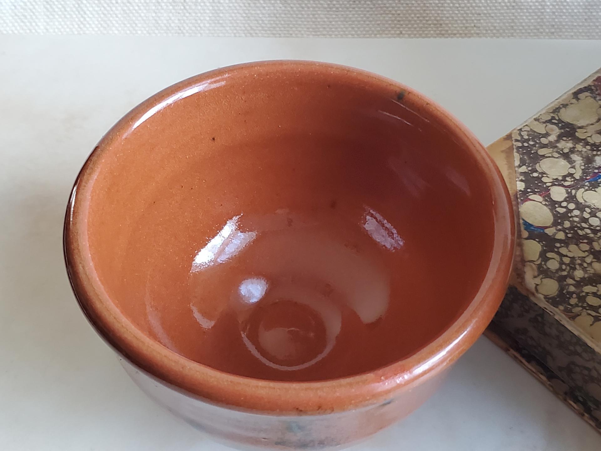 Wheel Thrown Redware Bowl by Rick - Decorated with Spangles, Lead Free Glaze