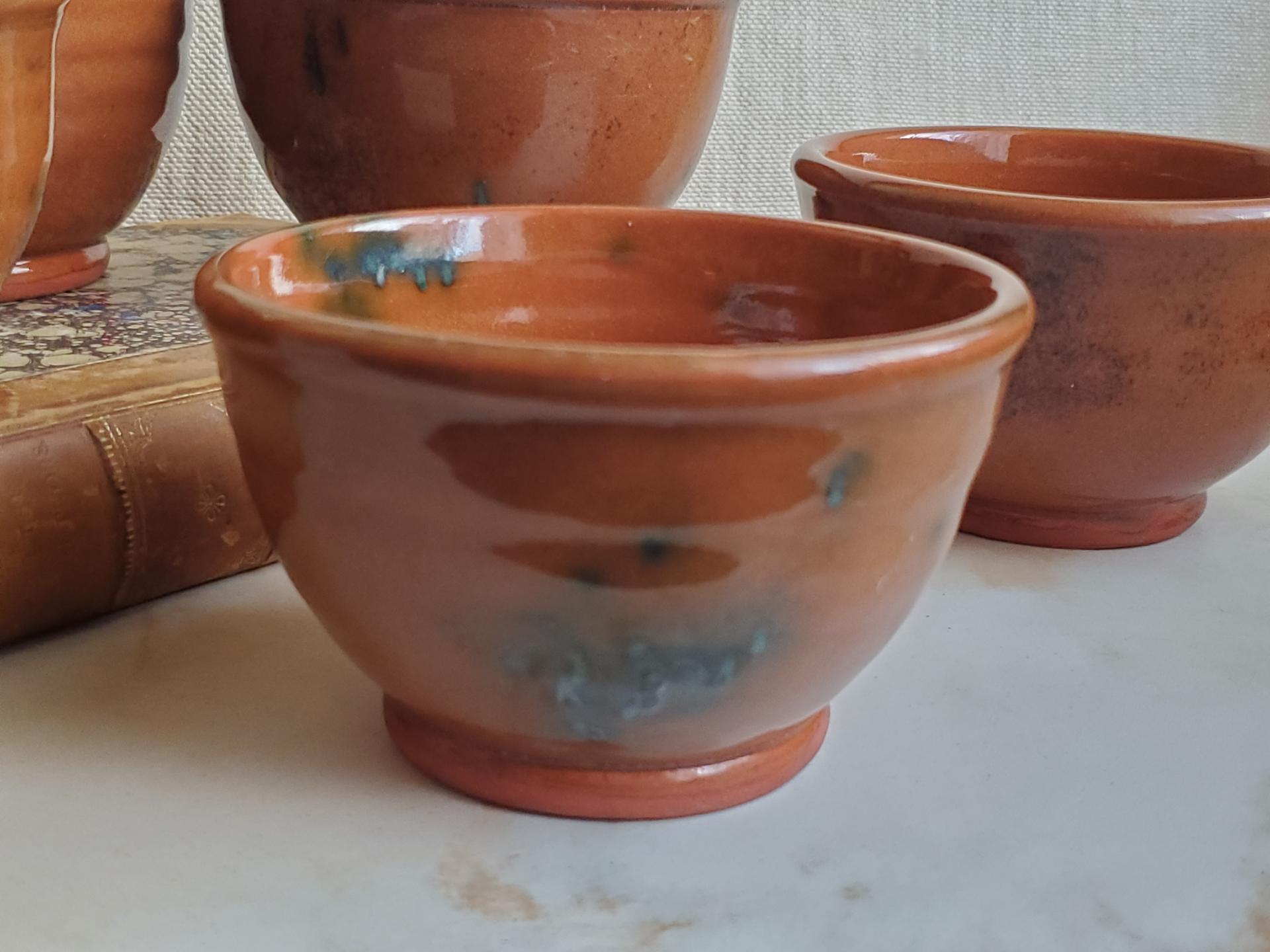 Wheel Thrown Redware Bowl by Rick - Decorated with Spangles, Lead Free Glaze
