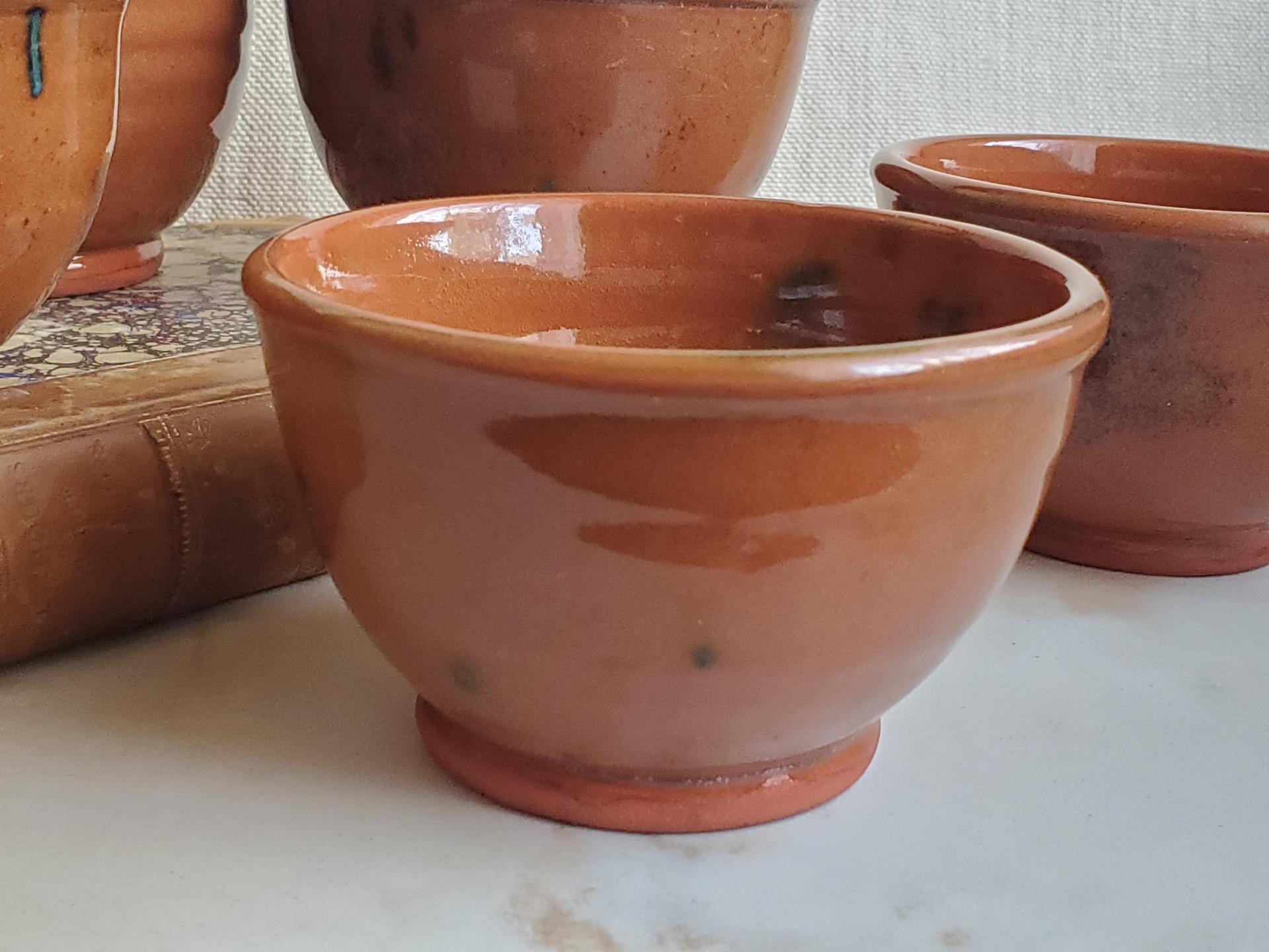 Wheel Thrown Redware Bowl by Rick - Decorated with Spangles, Lead Free Glaze