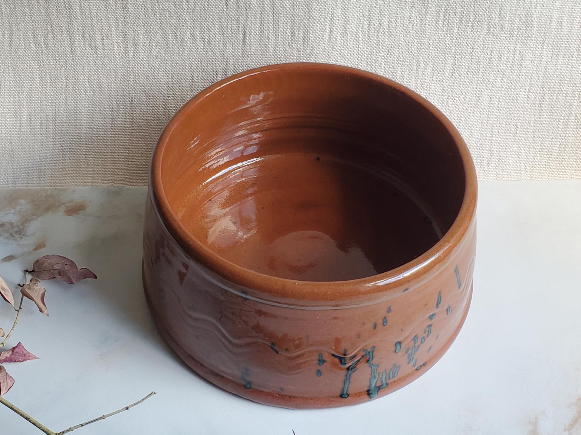 Redware Bowl with Spangle Accents
