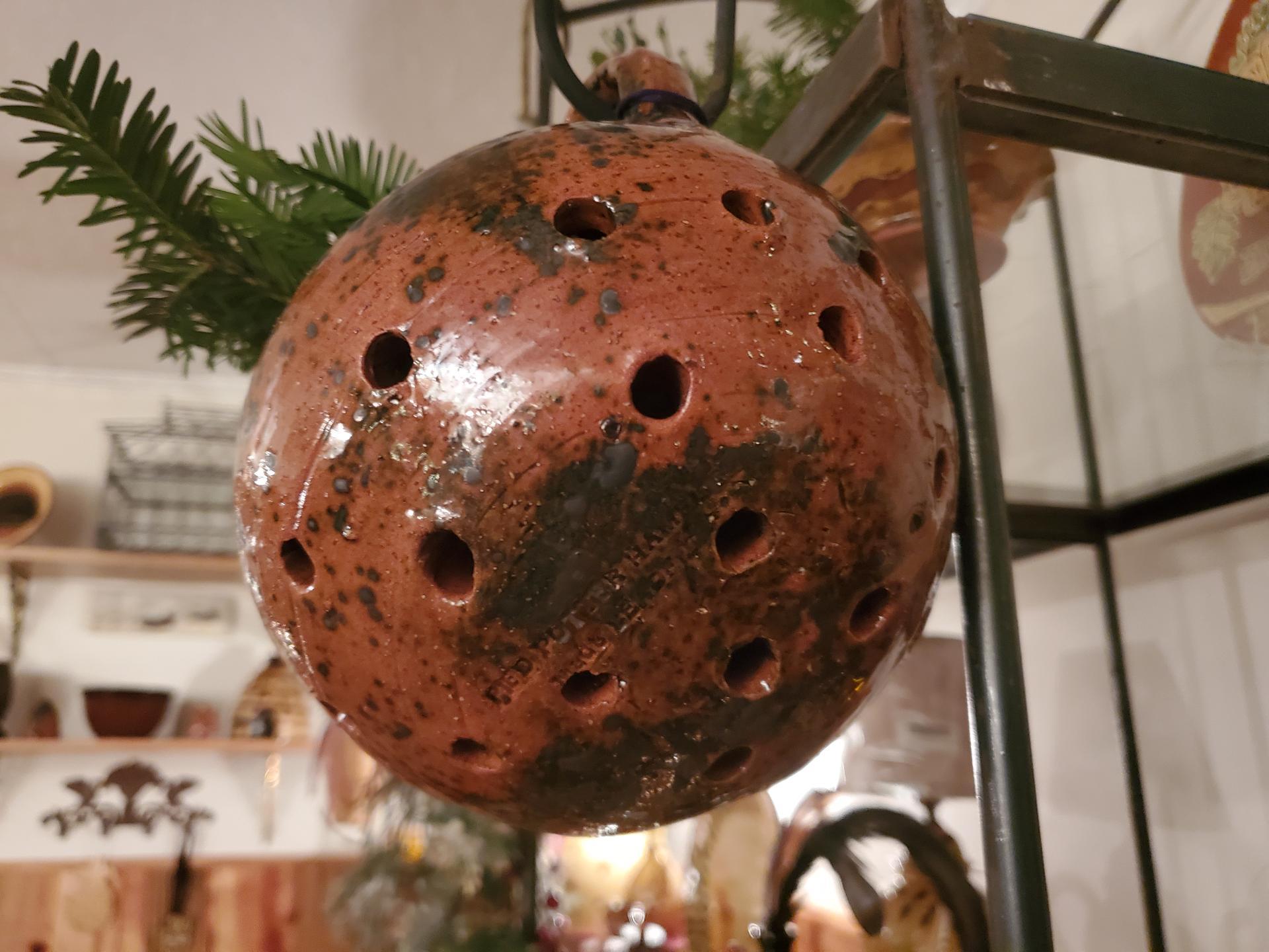 Redware Pottery Strainer with Lead Free Glaze