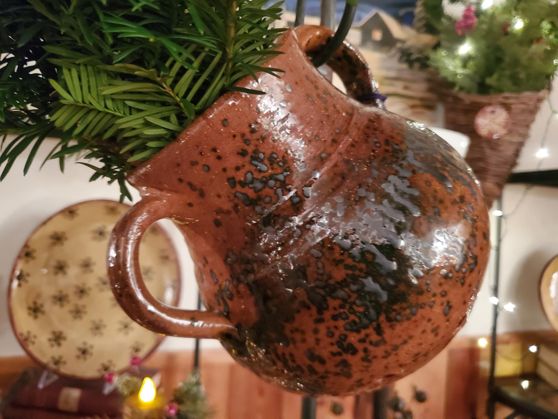 Redware Pottery Strainer with Lead Free Glaze