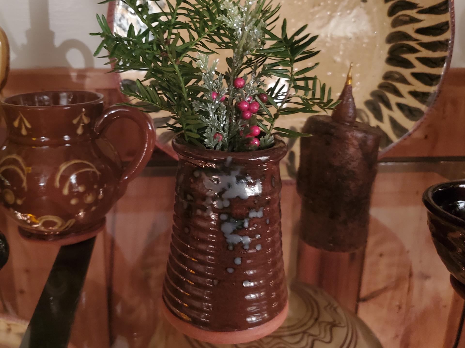 Redware Utensil Jar with Spangles