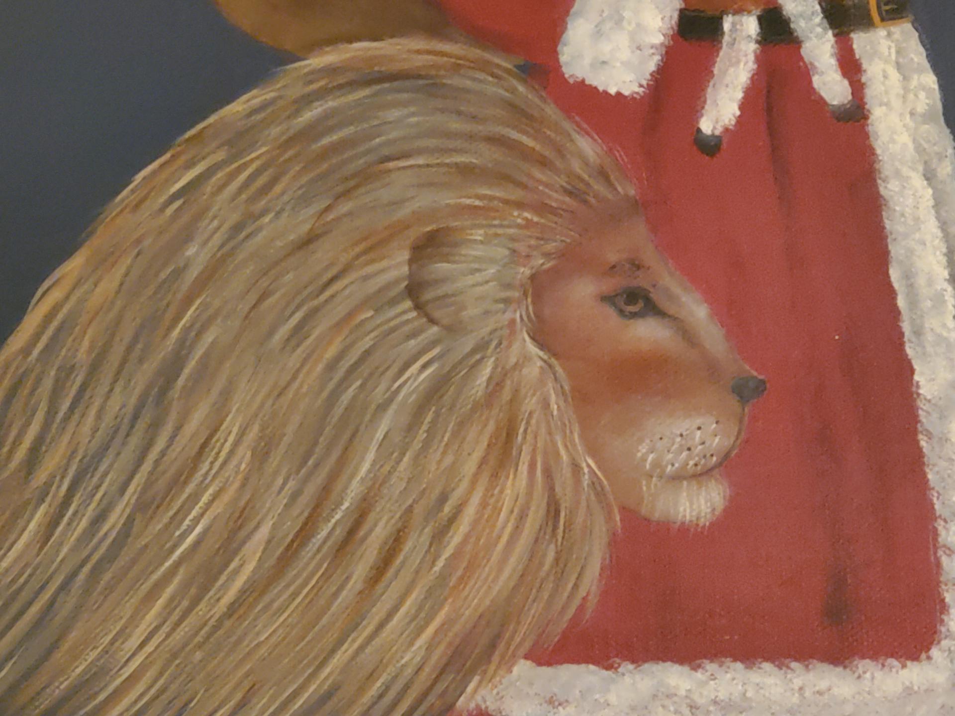Original Painting on Canvas of Santa, Lion & Lamb by Gladys Desmond