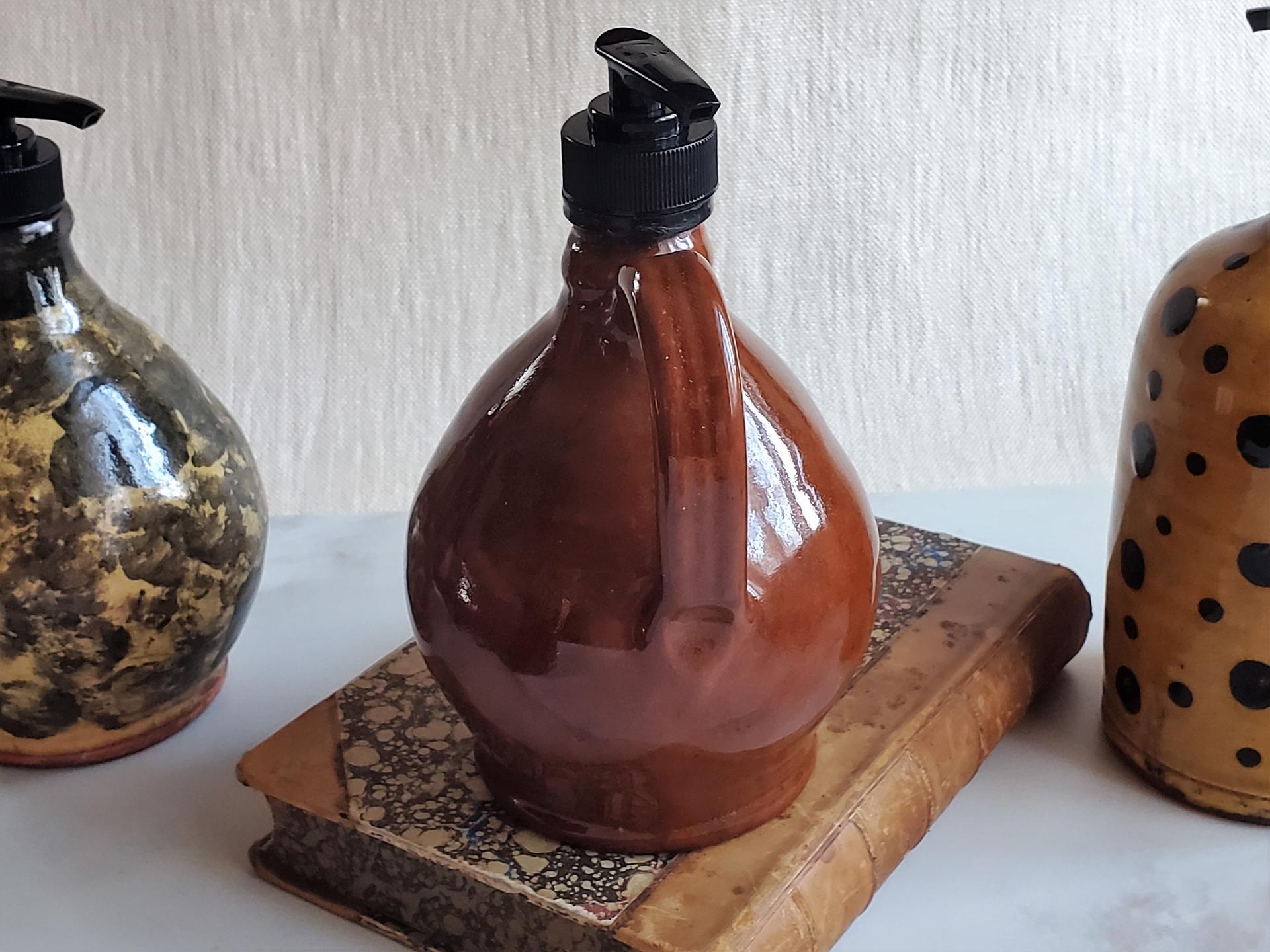Redware Soap or Lotion Dispenser Jug with Lead-Free Glaze