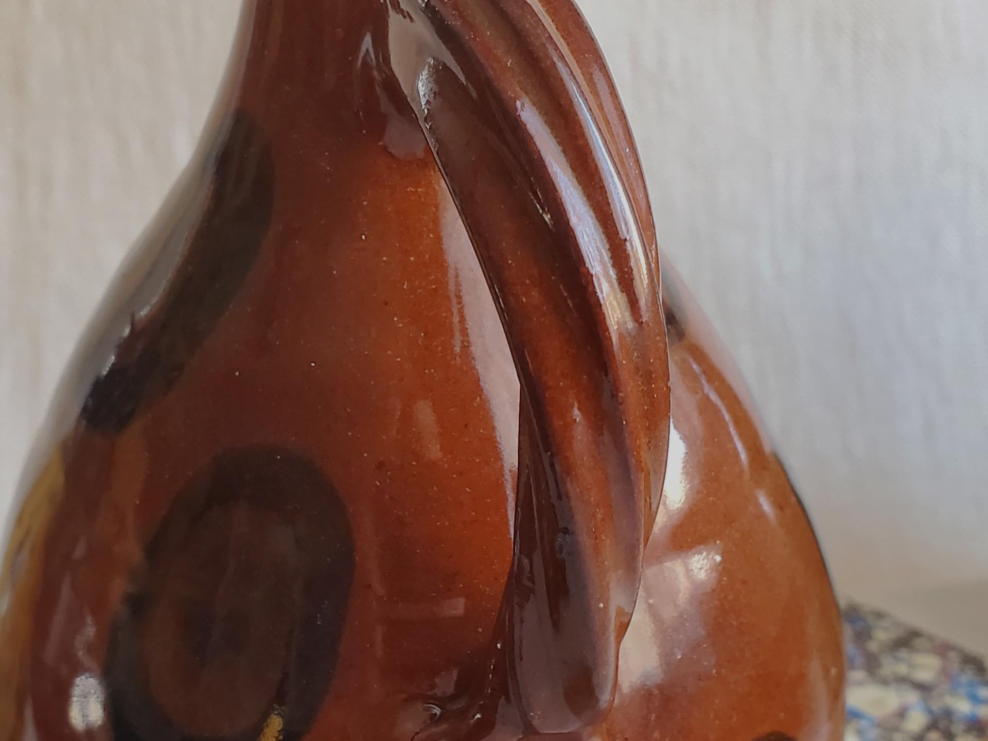 Redware Soap/Lotion Dispenser with Black Dapples