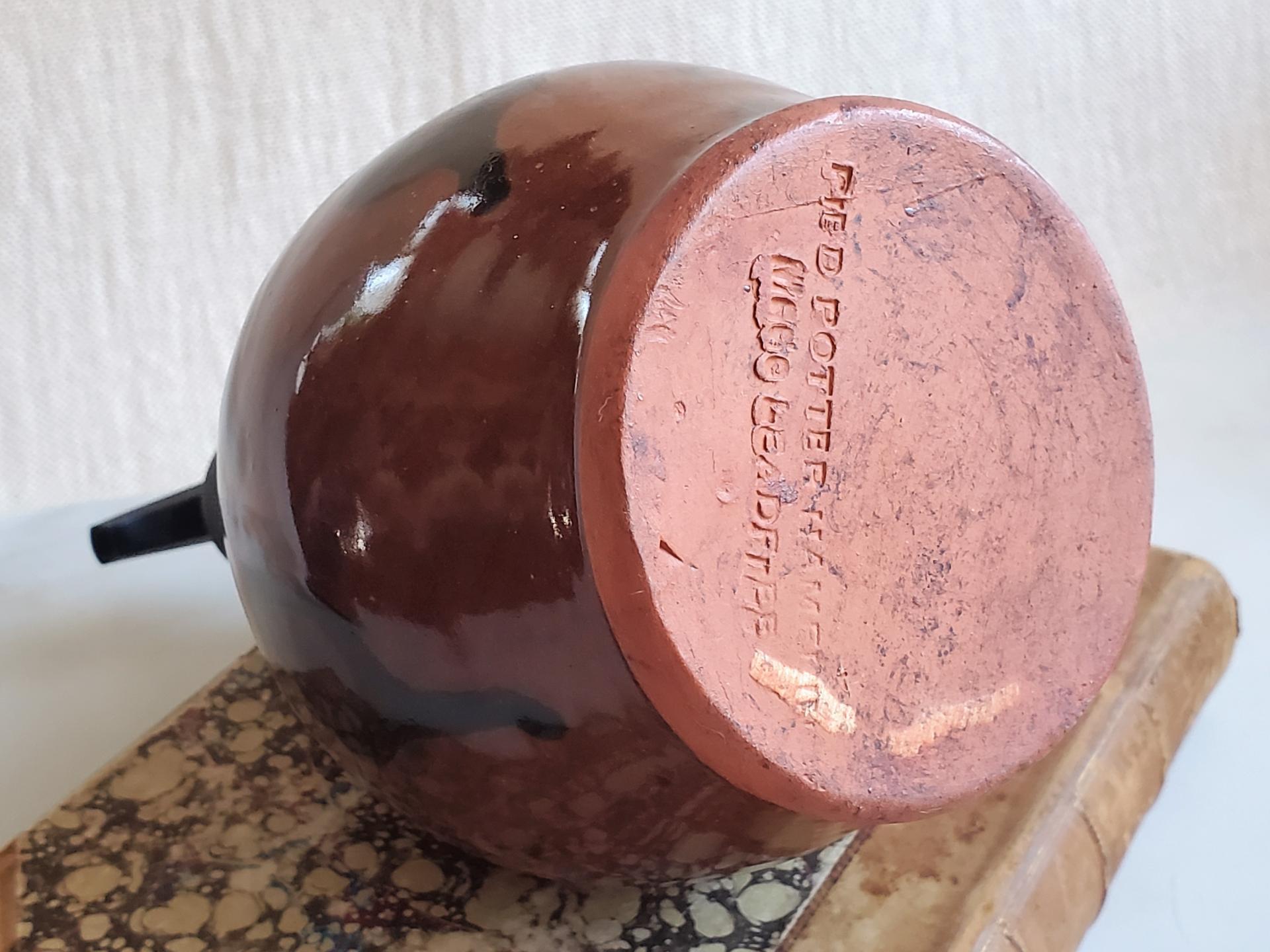 Redware Soap/Lotion Dispenser with Black Dapples